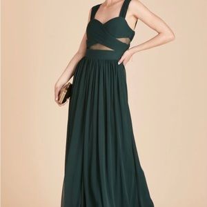 BIRDY GREY Woman's Dark Green ELSYE Mesh Cutout Maxi Dress S